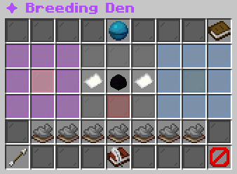Breeding Den: parent selections, egg preview, requirements and history controls.
