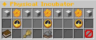 Physical Incubator in-game menu